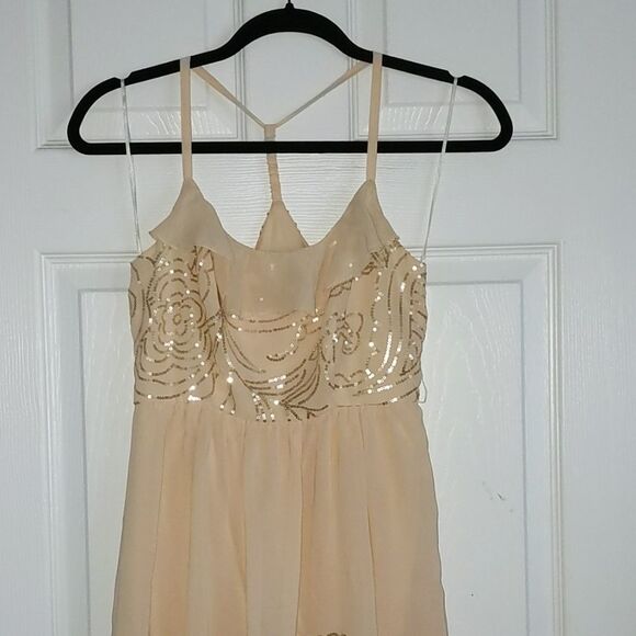 Johnny Martin cream tan sequin dress Sz 5 - Picture 3 of 6